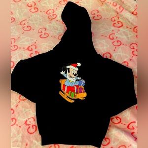 Kid’s 6/7 Pullover Hoodie with Baby Mickey Mouse Christmas Print - New